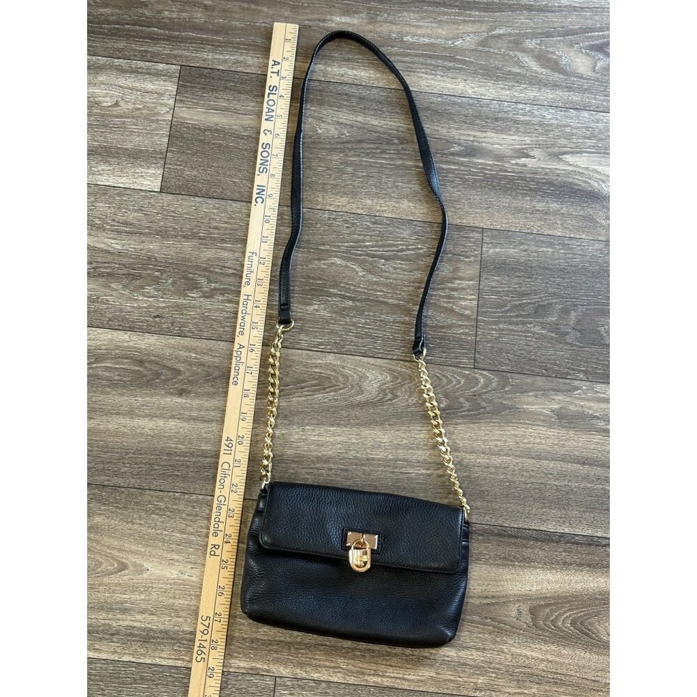 CALVIN KLEIN AUTHENTIC CROSSBODY SHOULDER BAG CHAIN PURSE BLACK GOLD ACCENTS - Picture 7 of 9